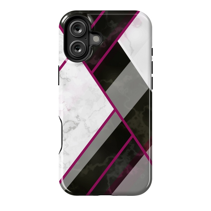 iPhone 16 Plus StrongFit Vertical Magenta Lines On Marble by ArtsCase