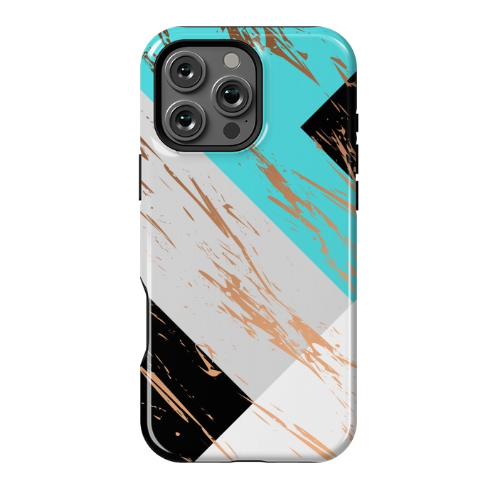 iPhone 16 Pro Max StrongFit Aquamarine With Gold On Marble Background by ArtsCase