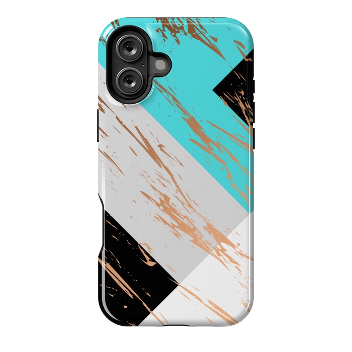 iPhone 16 Plus StrongFit Aquamarine With Gold On Marble Background by ArtsCase