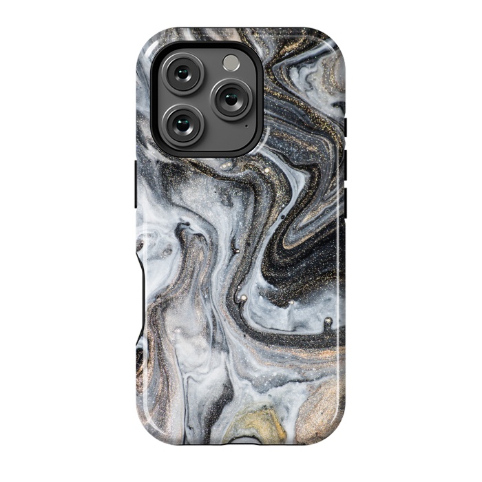 iPhone 16 Pro StrongFit Black and Gold Marble by ArtsCase