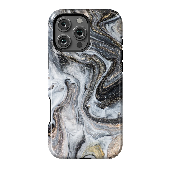 iPhone 16 Pro Max StrongFit Black and Gold Marble by ArtsCase