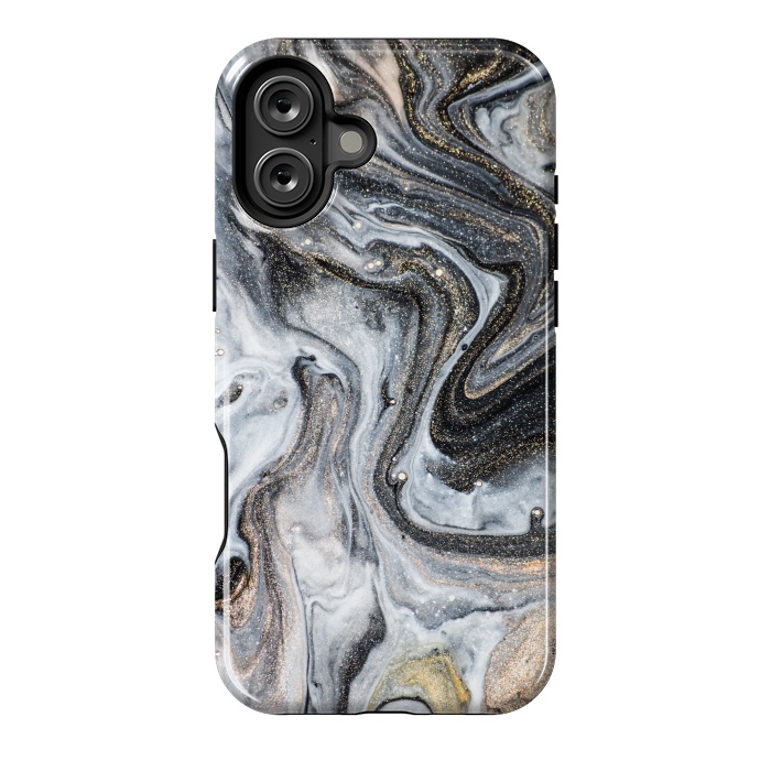 iPhone 16 Plus StrongFit Black and Gold Marble by ArtsCase