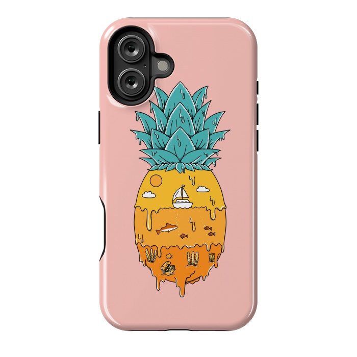 iPhone 16 Plus StrongFit Pineapple Landscape pink by Coffee Man