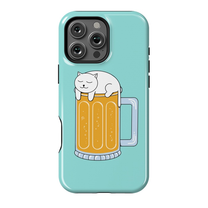 iPhone 16 Pro Max StrongFit Cat Beer Green by Coffee Man