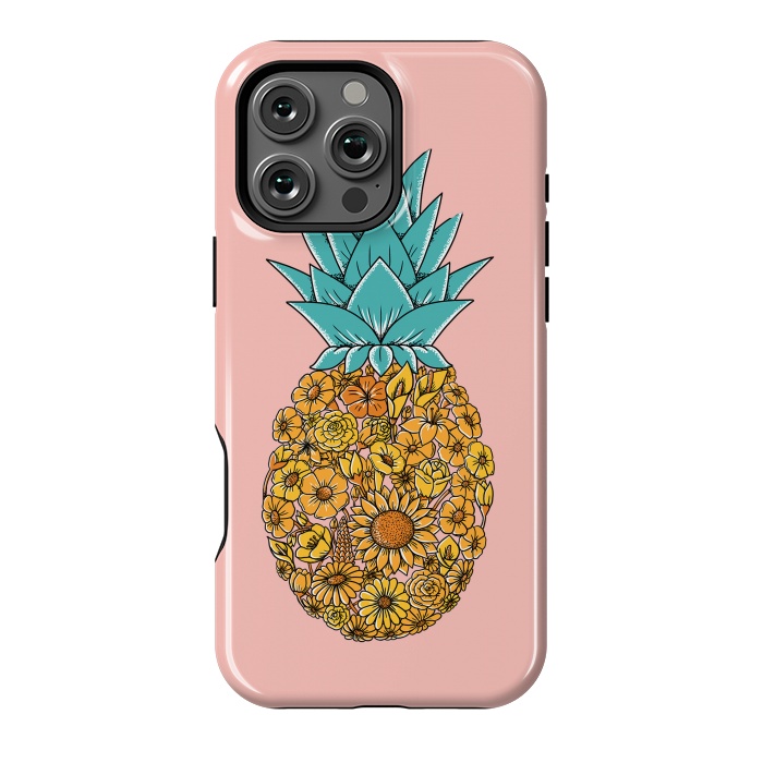 iPhone 16 Pro Max StrongFit Pineapple Floral Pink by Coffee Man