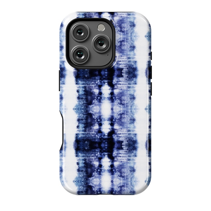 iPhone 16 Pro StrongFit Indigo shibori dye stripes by Oana 