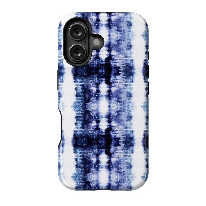 iPhone 16 StrongFit Indigo shibori dye stripes by Oana 