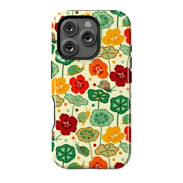 iPhone 16 Pro StrongFit Nasturtiums & Snails  by Tigatiga