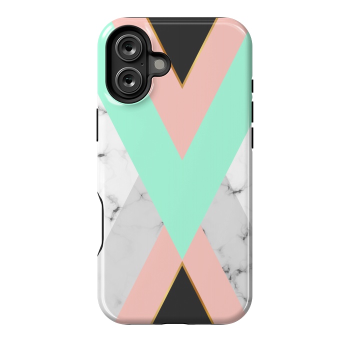 iPhone 16 Plus StrongFit Marbled Aquamarine In Vertical by ArtsCase