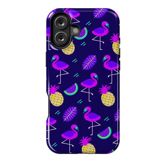 iPhone 16 Plus StrongFit Flamingos In Neon by ArtsCase