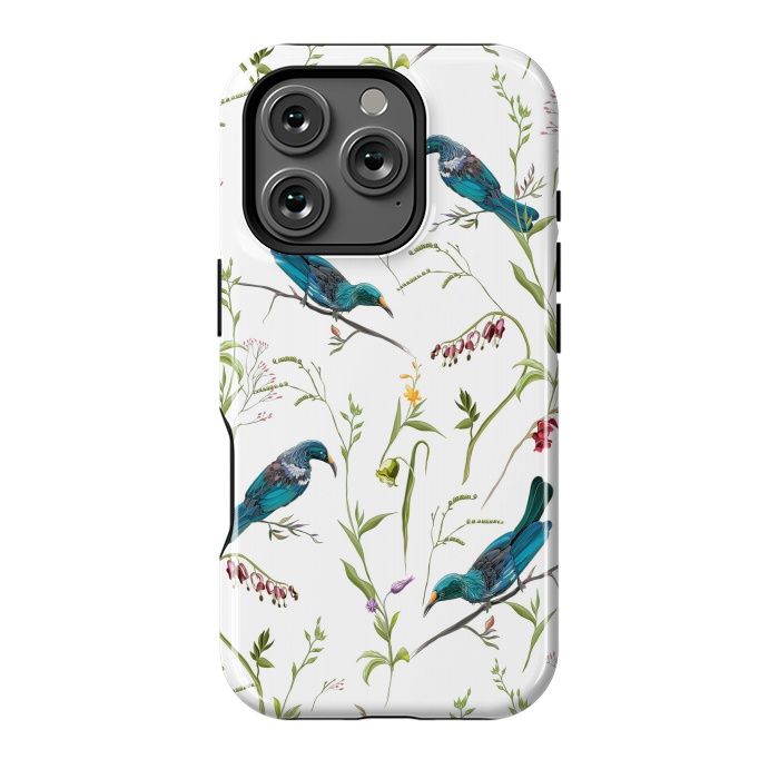 iPhone 16 Pro StrongFit Birds in flowers by Elzbieta Malyska