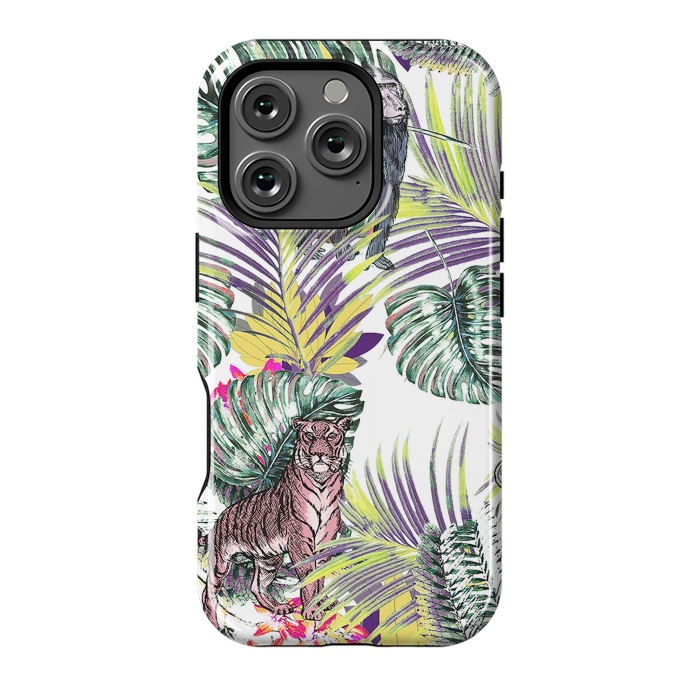 iPhone 16 Pro StrongFit Jungle fever - wild animals and colorful leaves by Oana 