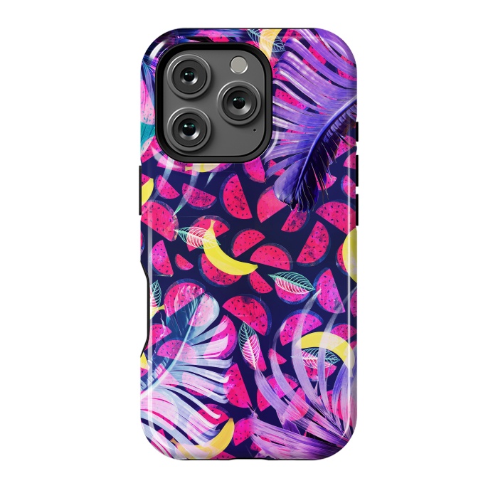 iPhone 16 Pro StrongFit Colorful tropical banana leaves and pineapples by Oana 