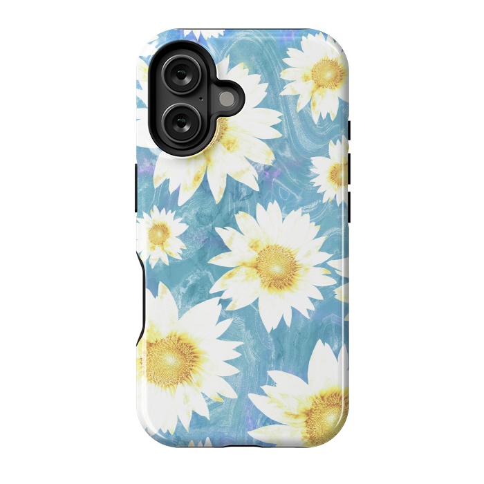 iPhone 16 StrongFit Pastel sunflowers and blue  pattern by Oana 