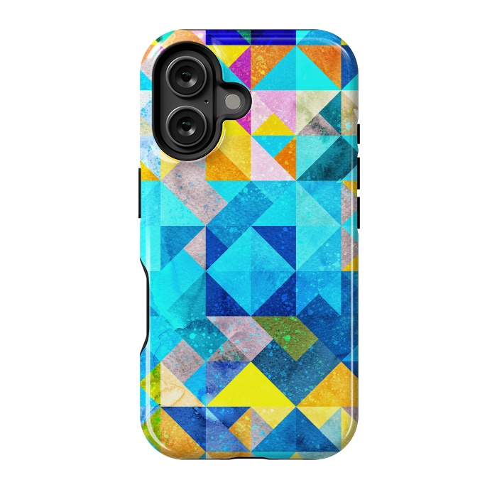 iPhone 16 StrongFit Colorful Watercolor Geometric by Art Design Works