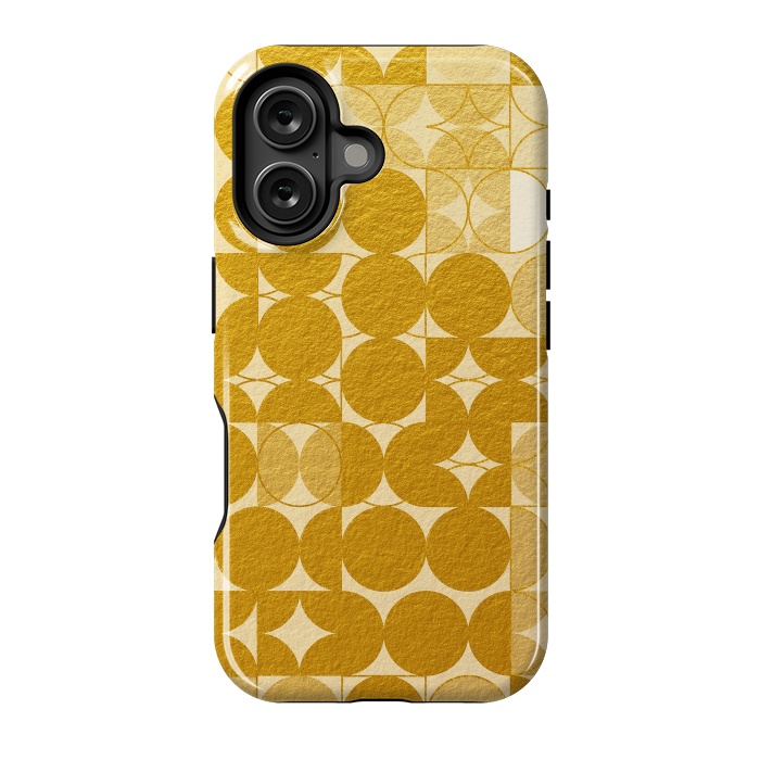 iPhone 16 StrongFit Mid Century Gold Geometric by Art Design Works