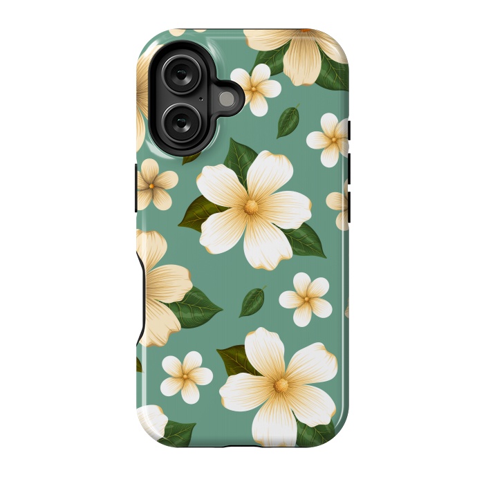 iPhone 16 StrongFit WHITE FLORAL BEAUTIES by MALLIKA