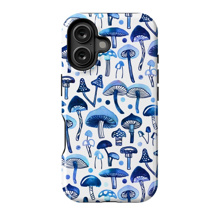 iPhone 16 StrongFit Blue Mushrooms by Tigatiga