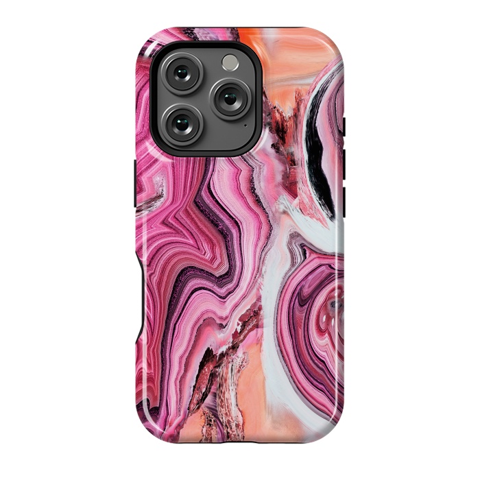 iPhone 16 Pro StrongFit Pop pink liquid marble by Oana 