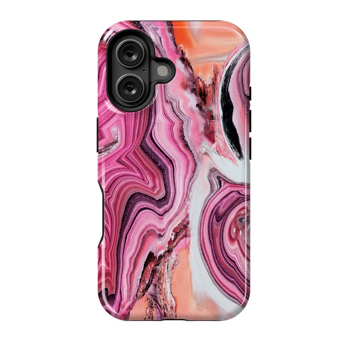 iPhone 16 StrongFit Pop pink liquid marble by Oana 