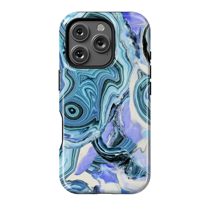 iPhone 16 Pro StrongFit Blue purple liquid marble by Oana 