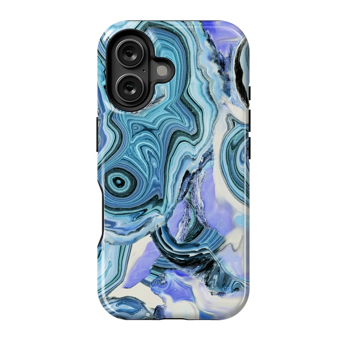 iPhone 16 StrongFit Blue purple liquid marble by Oana 