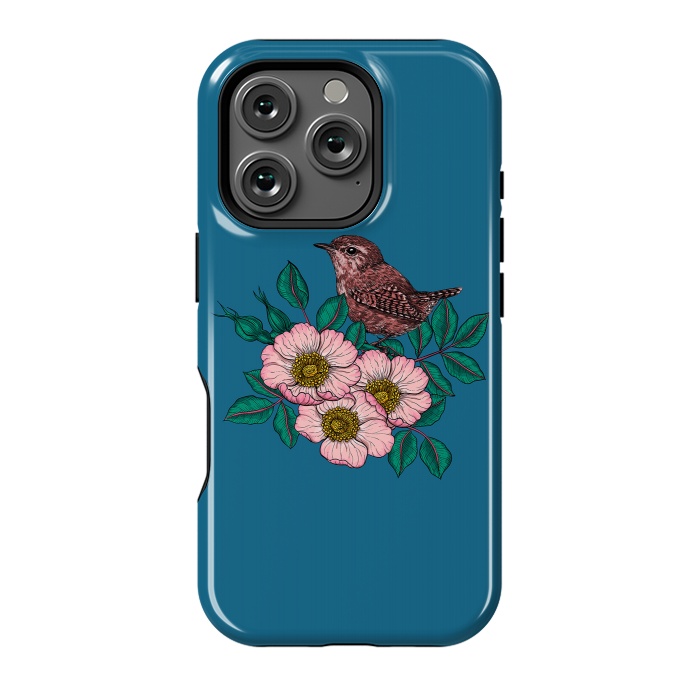 iPhone 16 Pro StrongFit Wren and dog rose bouquet by Katerina Kirilova