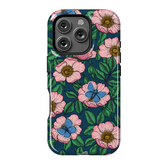 iPhone 16 Pro StrongFit Dog rose and butterflies by Katerina Kirilova