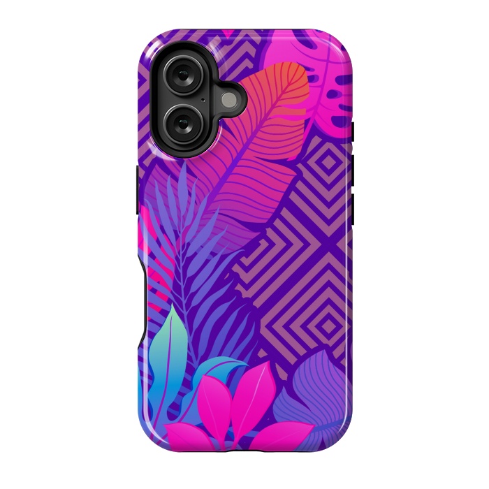 iPhone 16 StrongFit Tropical Lines And Leaves Patterns by ArtsCase