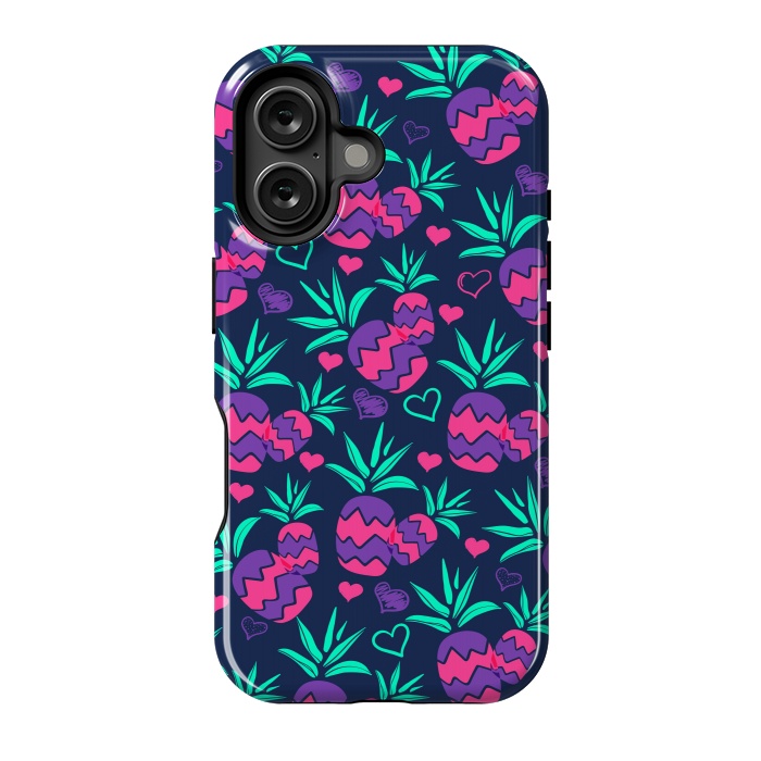 iPhone 16 StrongFit Pineapples In Neon by ArtsCase