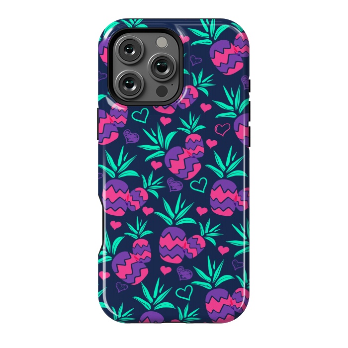 iPhone 16 Pro Max StrongFit Pineapples In Neon by ArtsCase