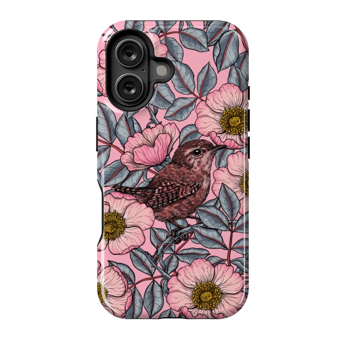 iPhone 16 StrongFit Wrens in the roses by Katerina Kirilova