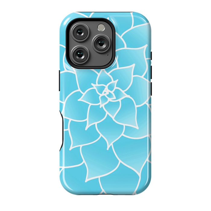 iPhone 16 Pro StrongFit Abstract Blue Succulent Flower by Julie Erin Designs