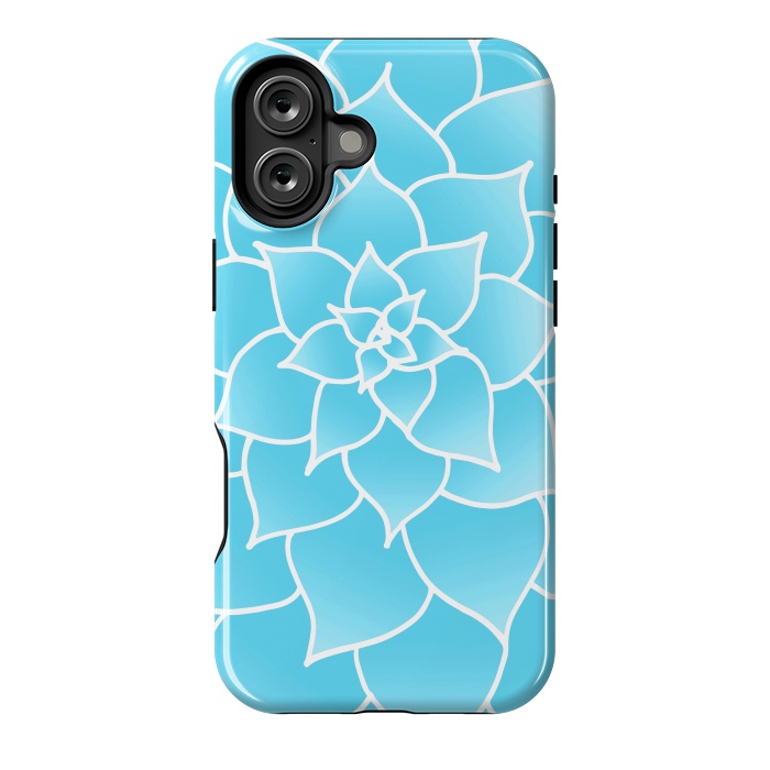 iPhone 16 Plus StrongFit Abstract Blue Succulent Flower by Julie Erin Designs