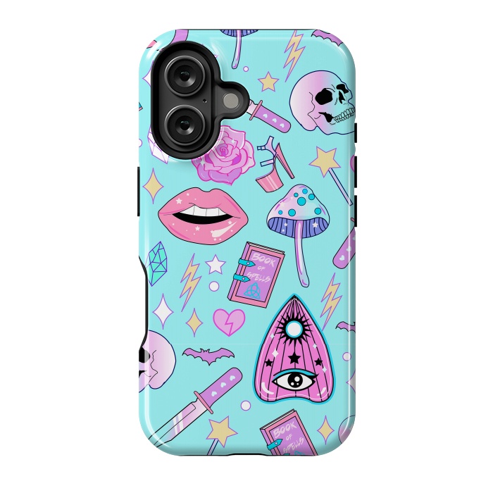 iPhone 16 StrongFit Girly Pastel Goth Witchy Kawaii Pattern by Luna Elizabeth Art