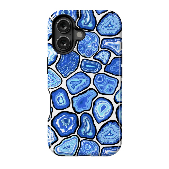 iPhone 16 StrongFit Blue agate slices by Katerina Kirilova