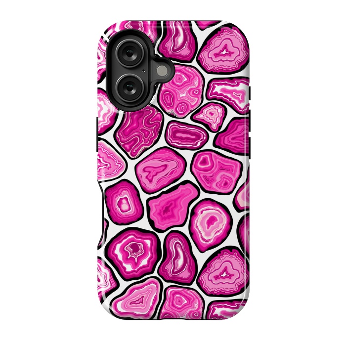 iPhone 16 StrongFit Pink agate slices by Katerina Kirilova