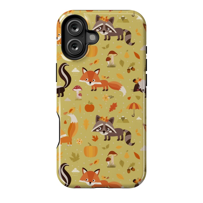 iPhone 16 Plus StrongFit Red Fox And Raccoon In Autumn by ArtsCase