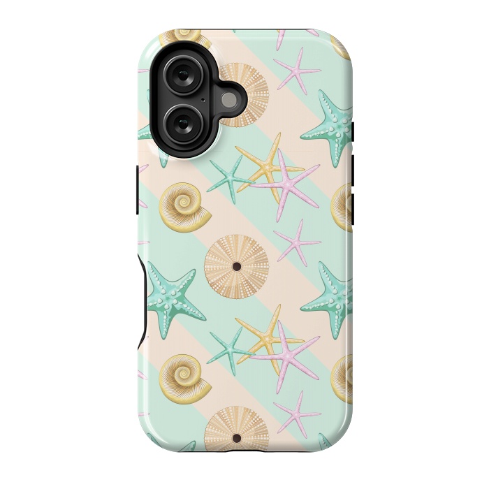 iPhone 16 StrongFit Seashells and starfish Beach Summer Pattern by BluedarkArt