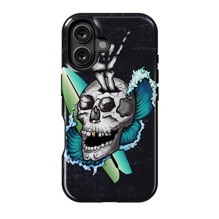 iPhone 16 StrongFit Surfs Up Skull by Gringoface Designs