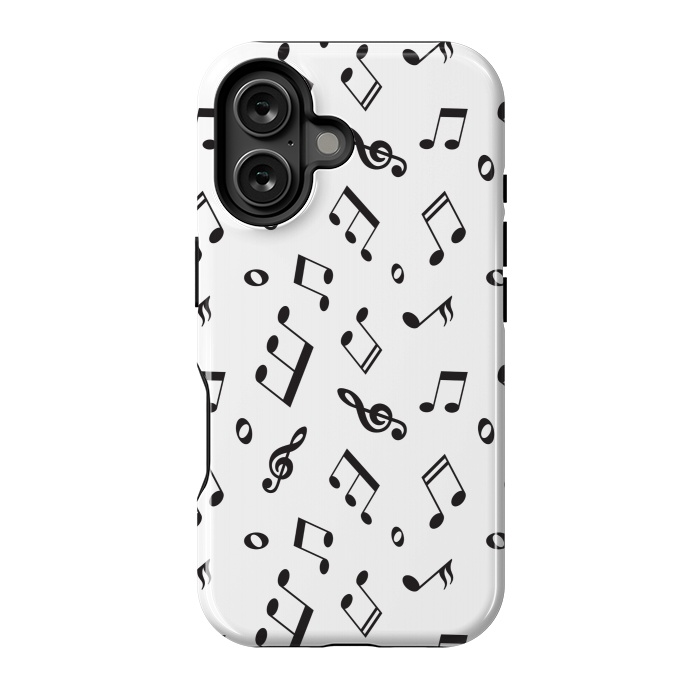 iPhone 16 StrongFit BLACK AND WHITE MUSICAL PATTERN by MALLIKA