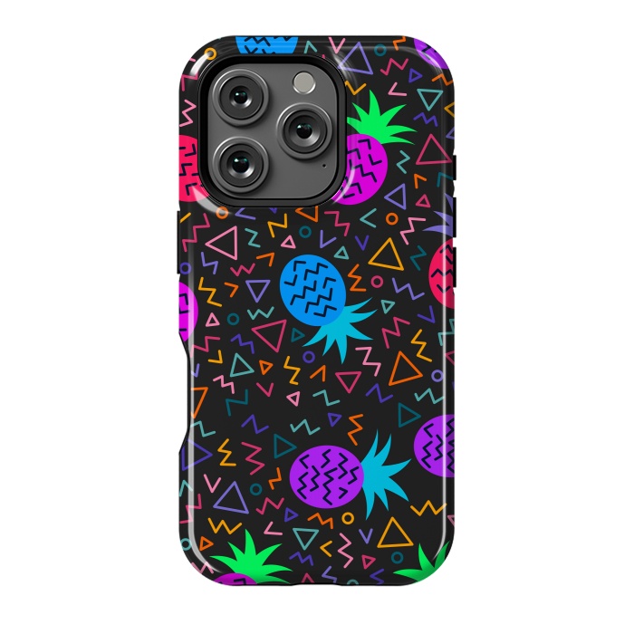 iPhone 16 Pro StrongFit pineapples in neon for summer by ArtsCase