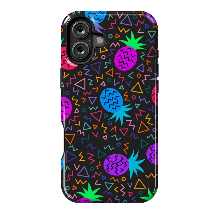 iPhone 16 Plus StrongFit pineapples in neon for summer by ArtsCase