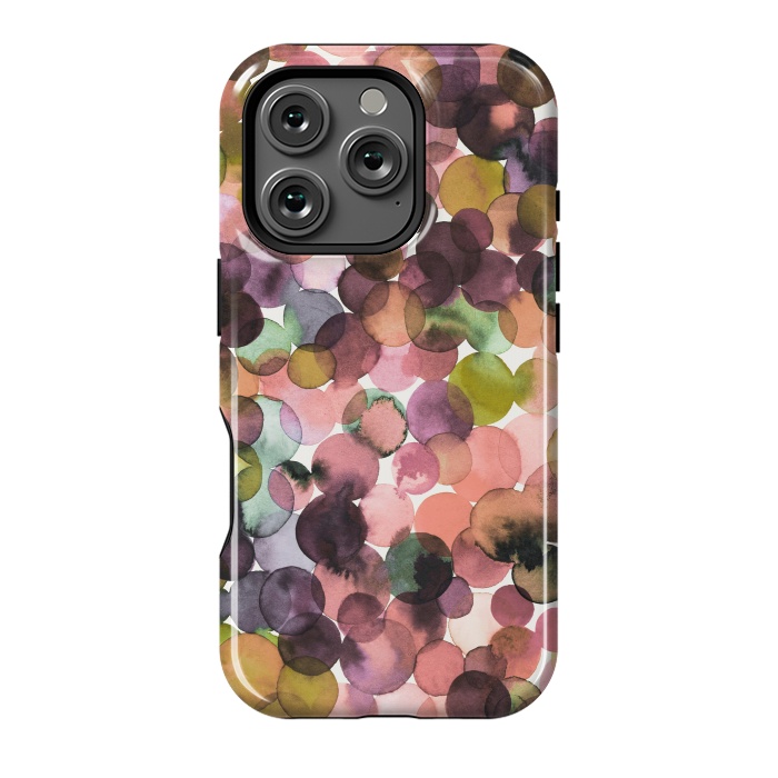 iPhone 16 Pro StrongFit Overlapped Watercolor Pale Dots by Ninola Design