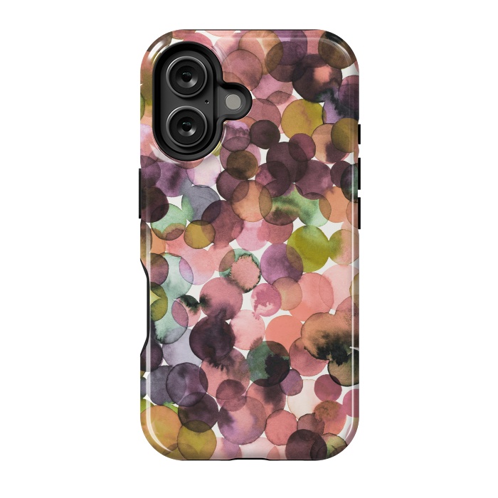 iPhone 16 StrongFit Overlapped Watercolor Pale Dots by Ninola Design