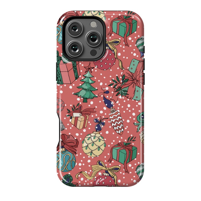 iPhone 16 Pro Max StrongFit Snow Falls And Presents At Christmas by ArtsCase