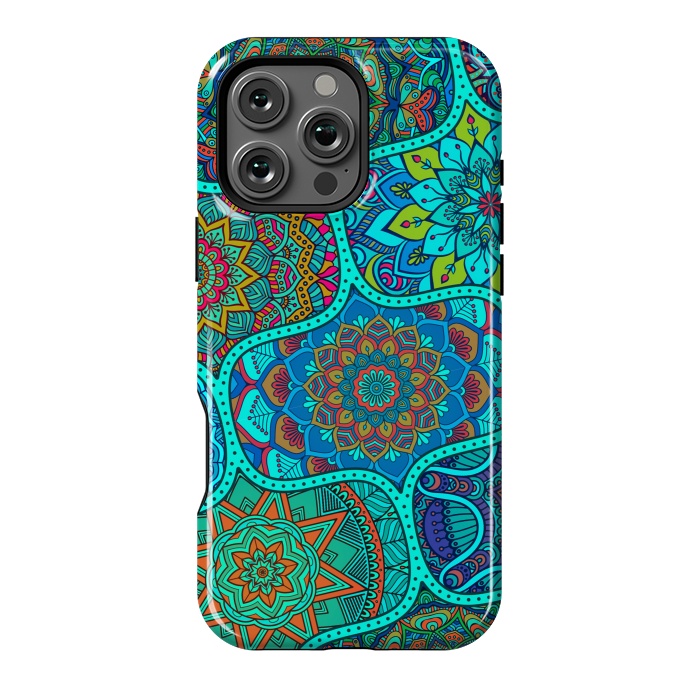 iPhone 16 Pro Max StrongFit Modern Mandalas In Blue And Green by ArtsCase