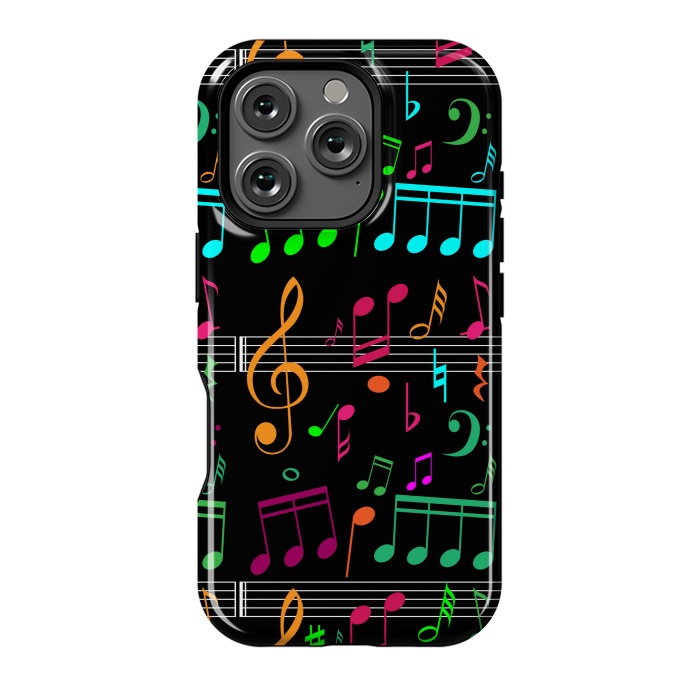 iPhone 16 Pro StrongFit BLACK MUSICAL PATTERN  2 by MALLIKA