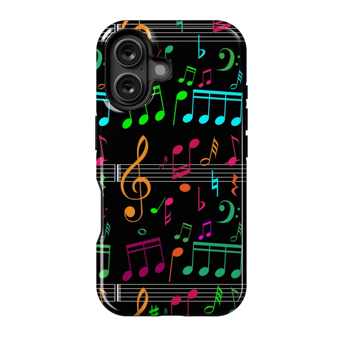 iPhone 16 StrongFit BLACK MUSICAL PATTERN  2 by MALLIKA