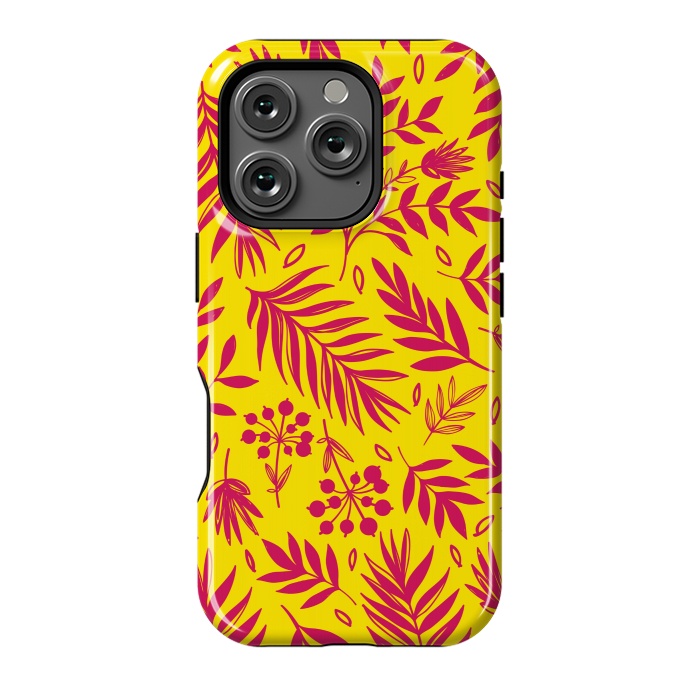 iPhone 16 Pro StrongFit PINK YELLOW FLORAL PATTERN by MALLIKA